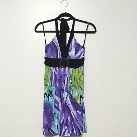 Women's Purple Mini Halter Dress - Picture 1 of 5